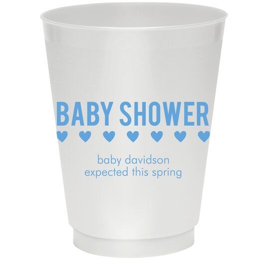 Baby Shower with Hearts Colored Shatterproof Cups